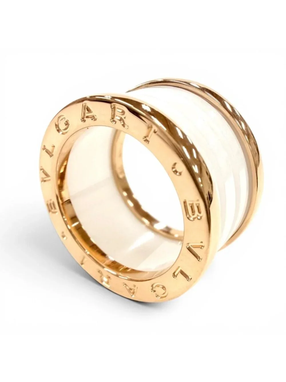 Bvlgari B.zero1 Ring 750 Ceramic Pink Gold White